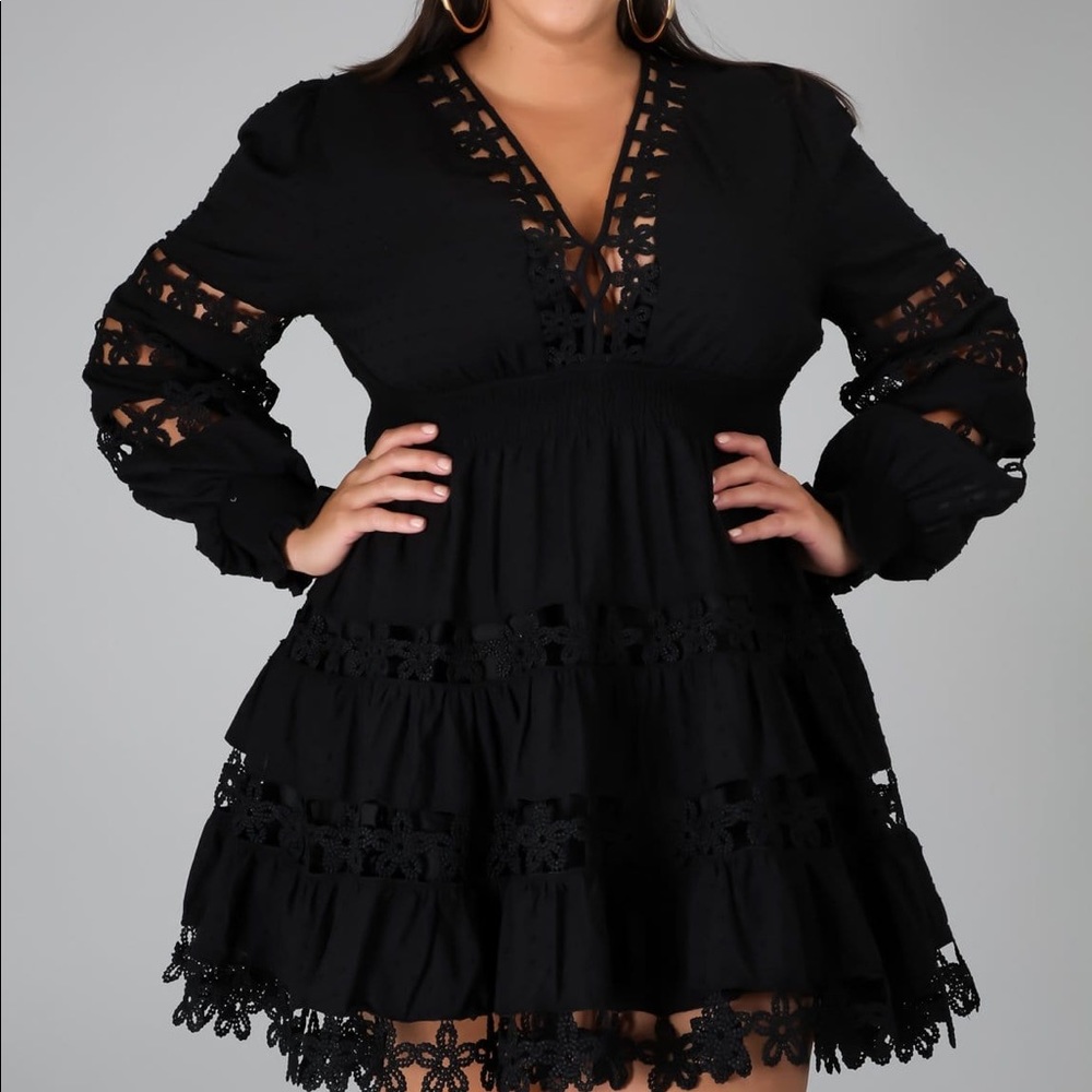 Long Sleeve Mini Dress (Black